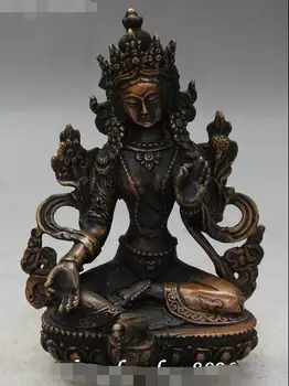 

Tibet Bronze Seat Green Tara Mahayana Buddhism enlightenment Goddess Statue