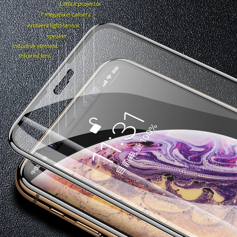 11D защитное стекло с закругленными краями для iPhone X Max XR 10 полноэкранная пленка из