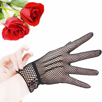 

1 Pair Summer Nylon White Gloves Women Mesh Fishnet Gloves Sunscreen UV Protection Dance Party Gloves
