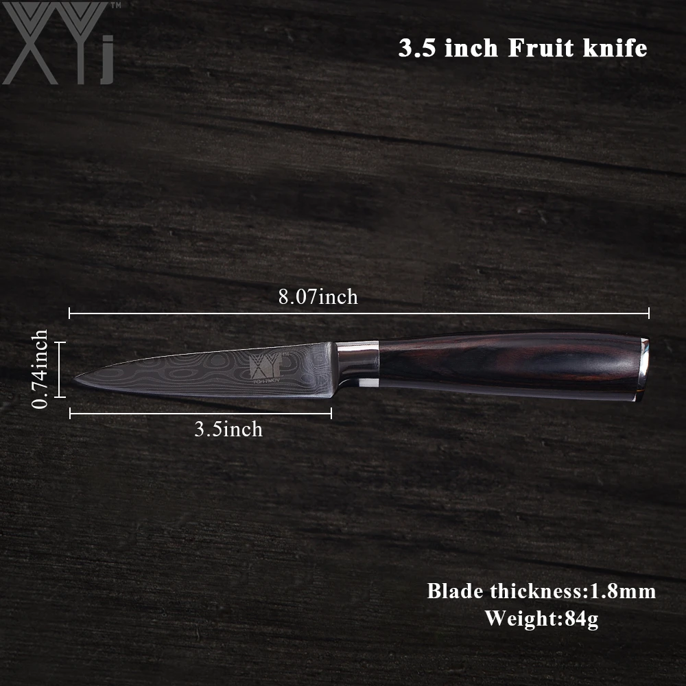 XYj острое лезвие из нержавеющей стали кухонный нож с двойной стальной головкой, нож с деревянной ручкой, дамасский нож для фруктов, овощей, мяса, нож для шеф-повара