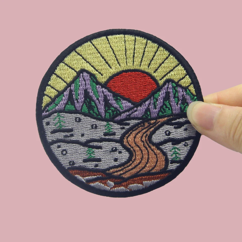Embird патч вышитые патчи cool Sunrise Исследуйте открытый ручной работы 3D утюжок на для