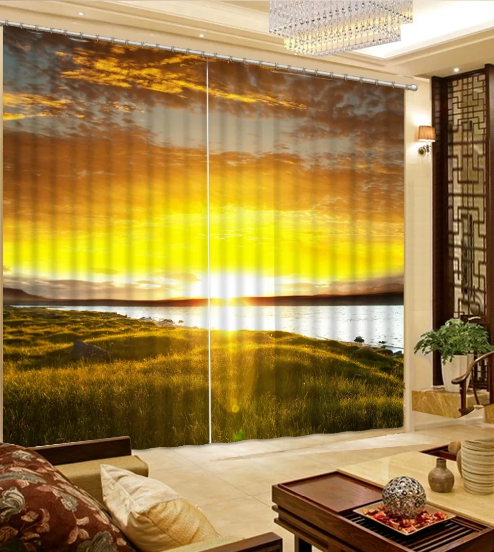 2 Panels Landscape 3D Blockout Fabric Photo Print Curtain Drape Window 098