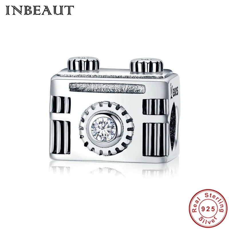 

INBEAUT Women Vintage DIY Beads 100% 925 Sterling Silver Cubic Zirconia Cute Camera Shaped Charm fit Pandora Bracelet Teen Girl