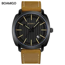 BOAMIGO Mens Watches Top Brand Luxury Quartz Watch Men Fashion Simple Waterproof Leather Complete Calendar Wristwatch New 2019 BOAMIGO Mens Watches Top Brand Luxury Quartz Watch Men Fashion Simple Waterproof Leather Complete Calendar Wristwatch New 2019