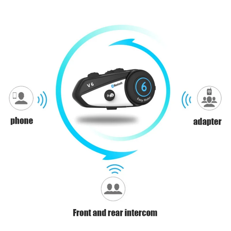 

Motorcycle Vimoto V6 Helmet Bluetooth Headset 1000m Intercom Multi-functional Stereo Headphones Interphones For GPS Radios
