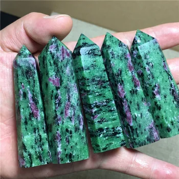 

5pcs Natural Red, green, treasure QUARTZ CRYSTAL WAND POINT HEALING
