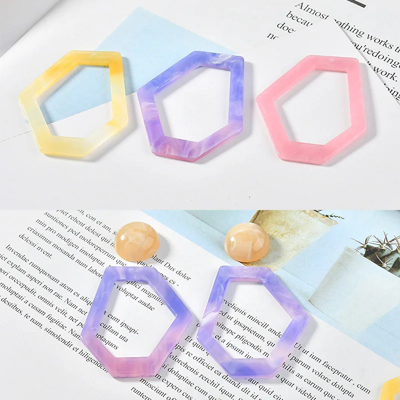 

30pcs/lot color geometric shape acrylic/resin charms diy jewelry necklace/earrings for women accessory