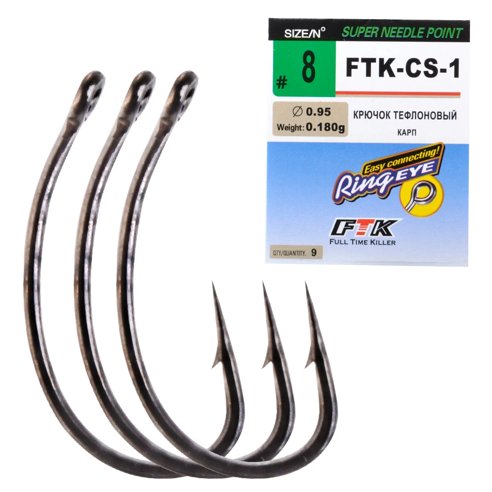 

Hooks High Carbon Steel Teflon Coating Carp Matte Black with Micro Barb Size 2 4 6 8 10 Carp Fishing Hook Europe