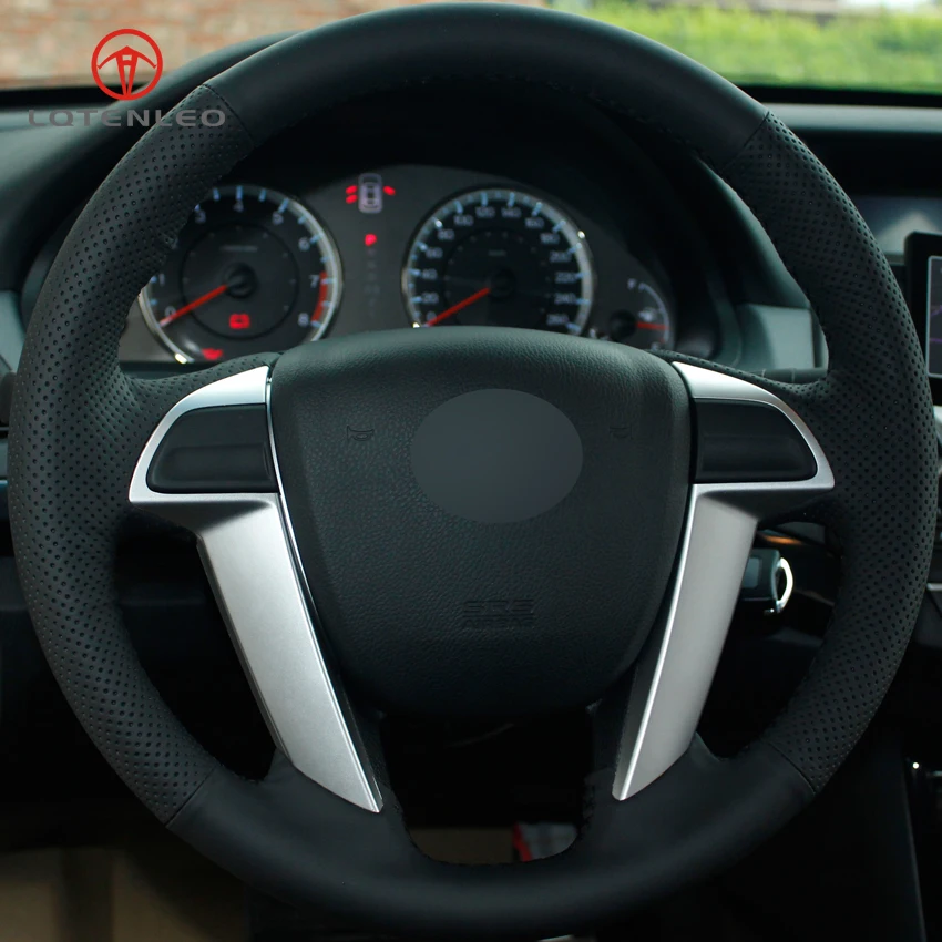 LQTENLEO черный чехол из натуральной кожи DIY ручной работы на рулевое колесо для Honda Accord 8 2008-2013