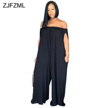 ZJFZML New Fashion Brand 2018 Casual Beach Style Women Jumpsuit Solid Slash Neck Sleeveless Long Loose Plus Size Romper