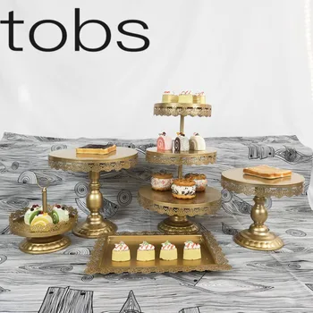 

Pink gold/ white Iron metal cake stand set wedding party plate birthday party cake decoration tools bakeware dinnerware