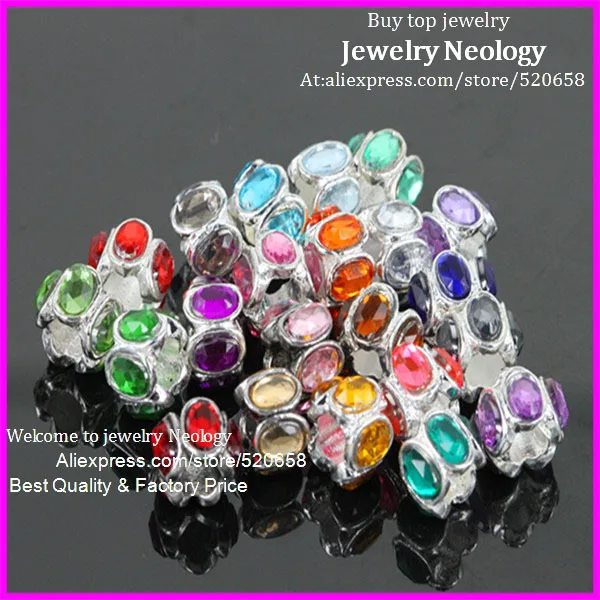 

50Pcs Mixed Colors Acrylic Faceted Prismatic Crystal Spacer Big Hole Charms Beads Fit European Jewelry 8x11x11mm