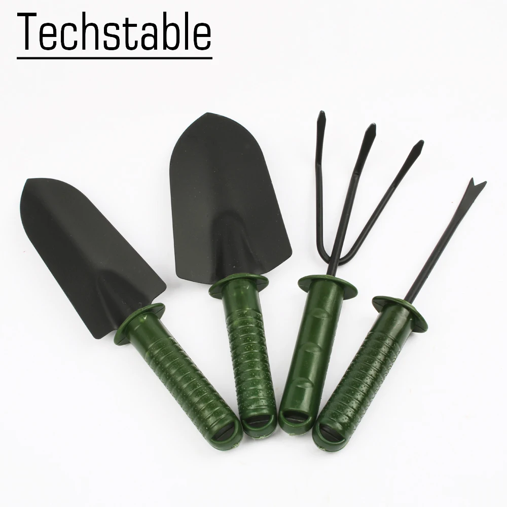 4pcs high quality gardening tool set combination, flower planting, shovel, hoe, rake, plastic