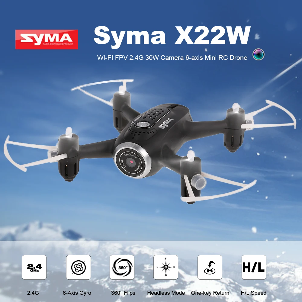 

Syma X22W 2.4G Selfie RC Drone Quadcopter With Wifi FPV Camera Real Time Headless Mode Altitude Hold 360Flip For Kids Gift