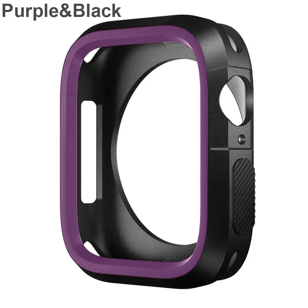 Модный Двухцветный силиконовый чехол для Apple Watch Series 1/2/3, чехол с рамкой, полная защита 42 мм, 38 мм, для i Watch 4, чехол 4 - Цвет: purple black