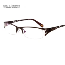 Мода леди полый дизайн половина рамки коричневый/серый/черный цвет оптика очки оптика рамки SM4022