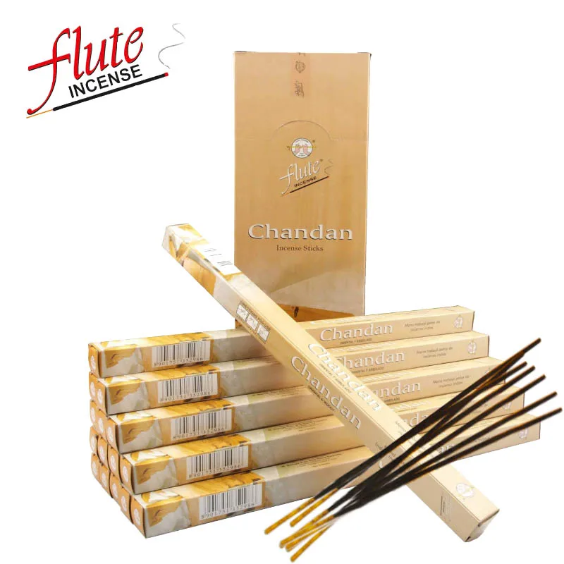 

FLUTE 200 Sticks/Pack Chandan Fragrance Spice Cored Incense Sticks Hand Rolled From Indian Burning in Tea House For Meditation