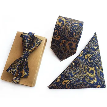 

3 Pcs Unique Men's Formal Ties Set Bow Tie Handkerchief Necktie Cravate Sets