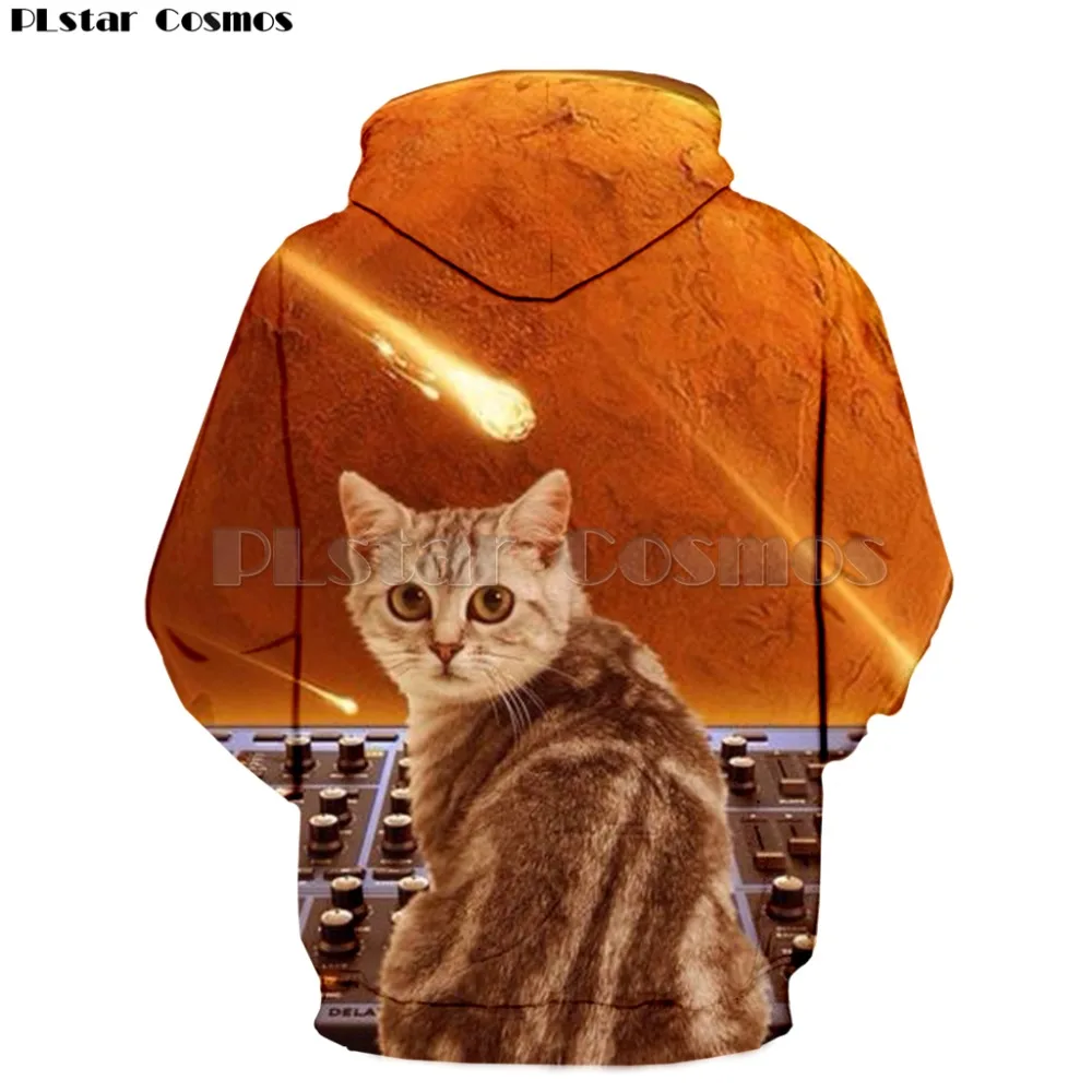  PLstar Cosmos 2019 New Womens Funny Animal Printed Clothes Streetwear Galaxy Space Cat 3D Hoodie Wo