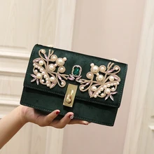 Новая модная Леди Весна Фланель Лицо с бриллиантом жемчуг одно плечо crossarm портативный цепь сумка маленькая