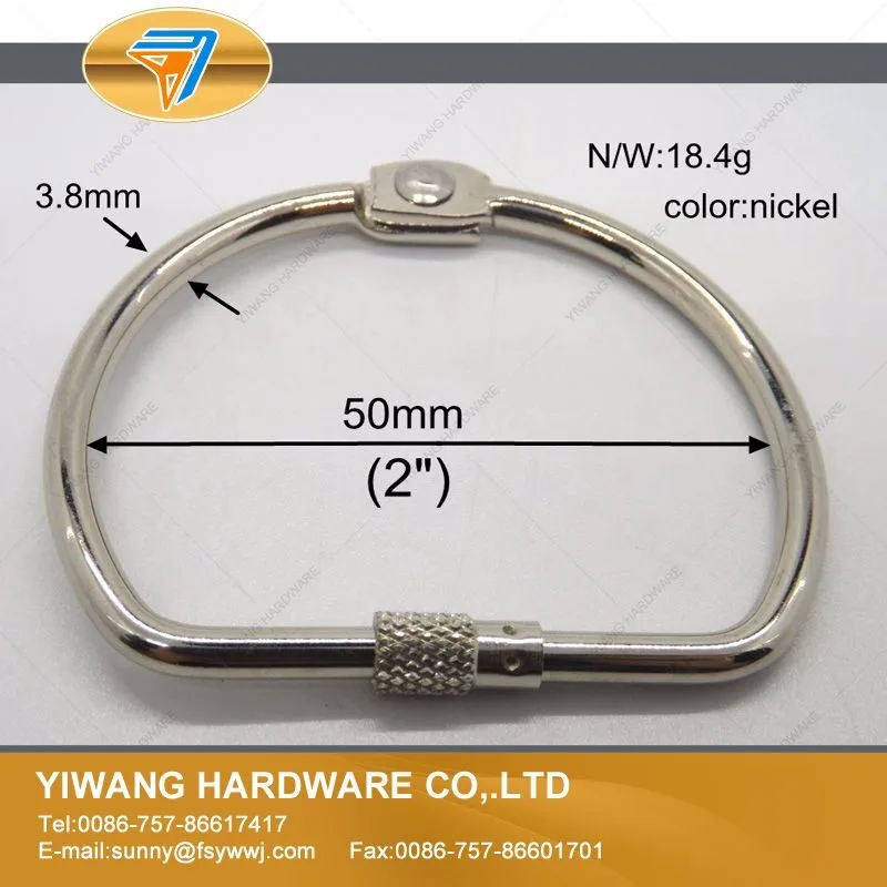 Direto de Boa D-anel de Metal Fabricante Qualidade Unidades Pacote Screw Lock Anel Pendurado Níquel Chapeamento Forma 10 - 5 High Quality Material escolar e de escritório