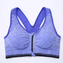 New Arrival Women Sports Bra Zipper Front Padded Push Up Shockproof Wirefree Tops Gym Fitness Running Sujetador Deportivo