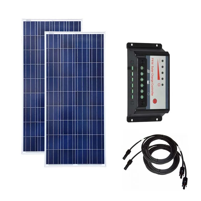 

Kit Solar panels 300w PV Panel 12v 150w 2PCs Polycrystalline Solar Charge Controller 12v/24v 30A Waterproof Outdoor Phone Car