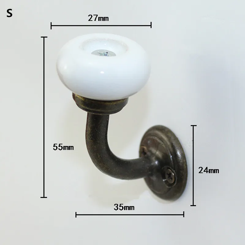 Настенные двери сплава крючки с керамической для шляп пальто одежда вешалки для полотенец, аксессуары для ванной комнаты крючки, мебельная фурнитура, 1 шт - Цвет: S