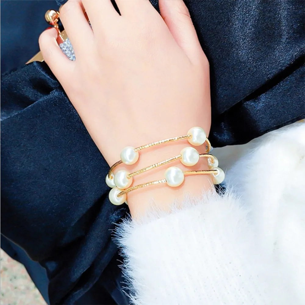 Женский трехслойный браслет с бусинами трендовый индивидуальный браслет двойного назначения эластичный браслет с веревкой Женские ювелирные аксессуары 4ED