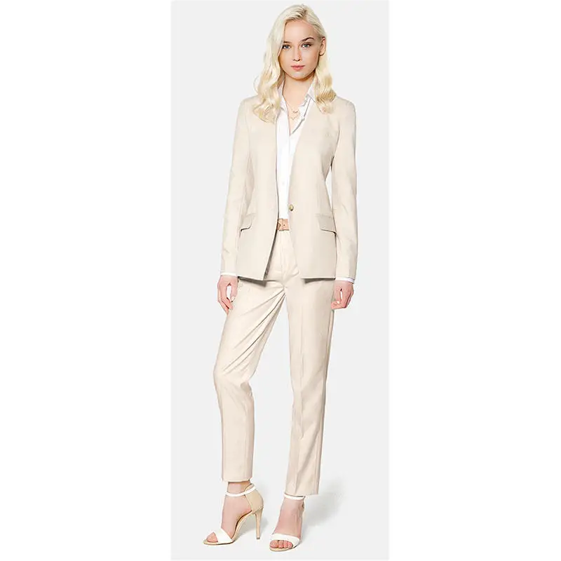 227 Fashionable ladies suit new Beige Elegant Pant Suits for Women Business Suits Female Trouser Suits CUSTOM MADE