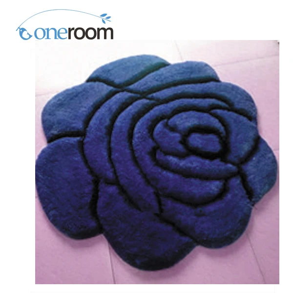 

ZD220 Dark Blue FlowerTH Hook Rug Kit DIY Unfinished Crocheting Yarn Mat Latch Hook Rug Kit Floor
