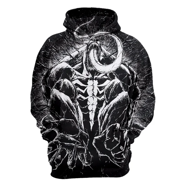 Fans Wear Marvel Venom Cosplay Mens Long Sleeve 3D Printed Hoodies for Marvel Movie Fans