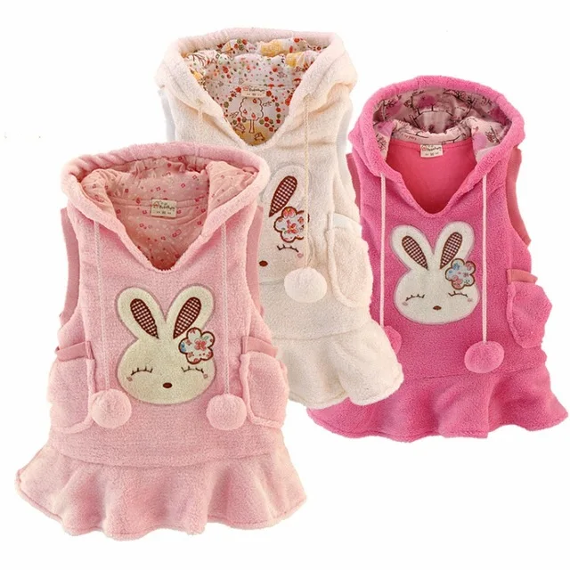 

New Autumn Winter 2018 Girls Princess Vest Kids Flannel Waistcoat baby Vest Solid Cute coral velvet baby dress Vests 2-7 Years