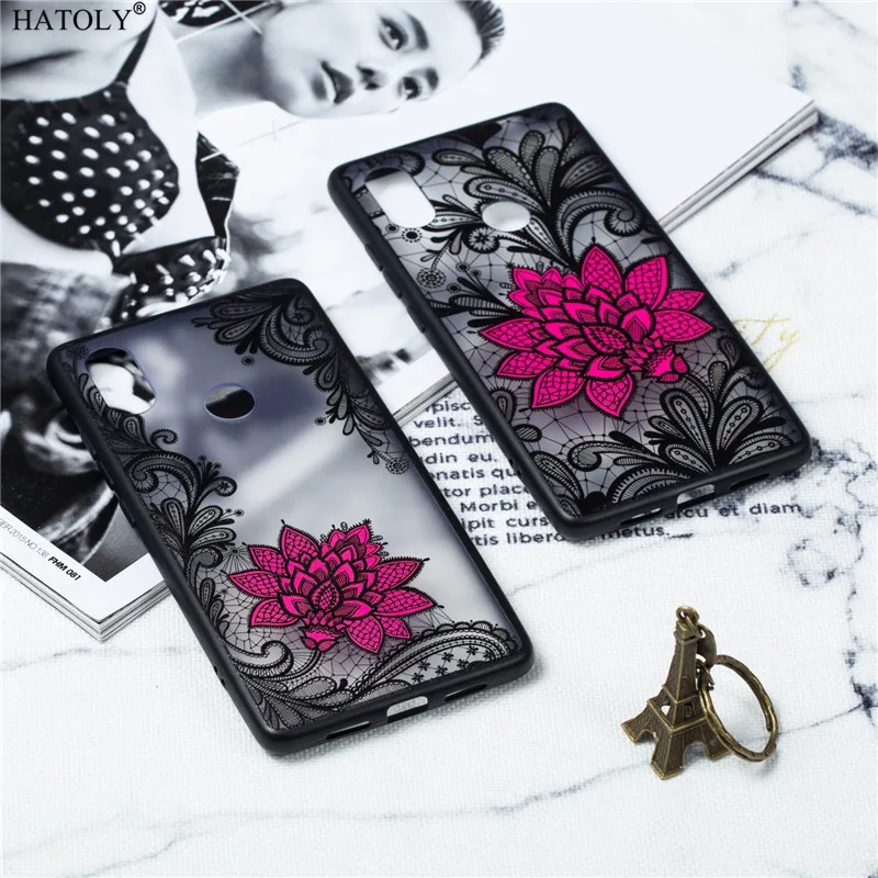 Lace Black Rose Phone Case Embroidery Foral Cover For Xiaomi Mi A1 A2