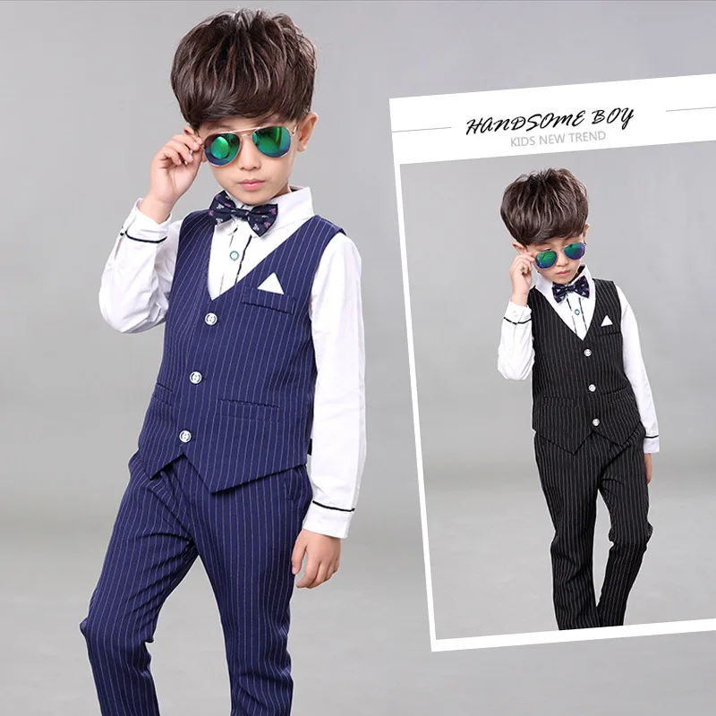 Spring Autumn Children Vest Pants 2Pcs Clothing Sets Kids Formal Suits Boys Girls Gentleman Wedding Performance costume boys suits