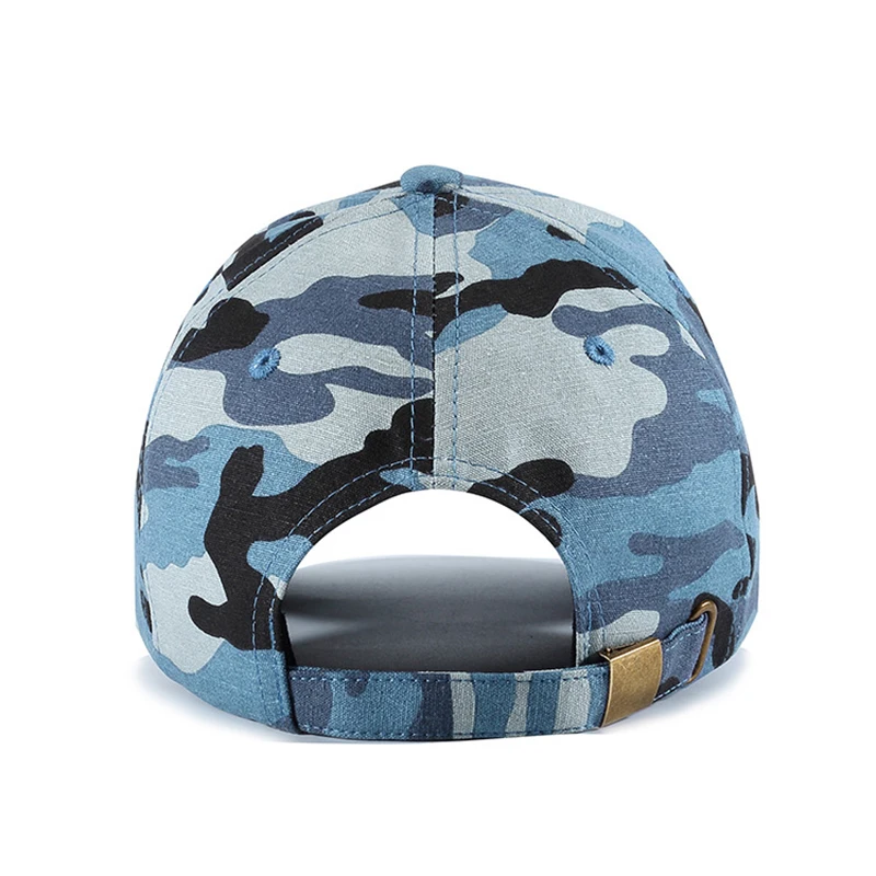 Baseball Cap Men Military Dad Hat Hip Hop Adjustable Curved Bill Blue Cotton Sports Outdoor Accessory (4)