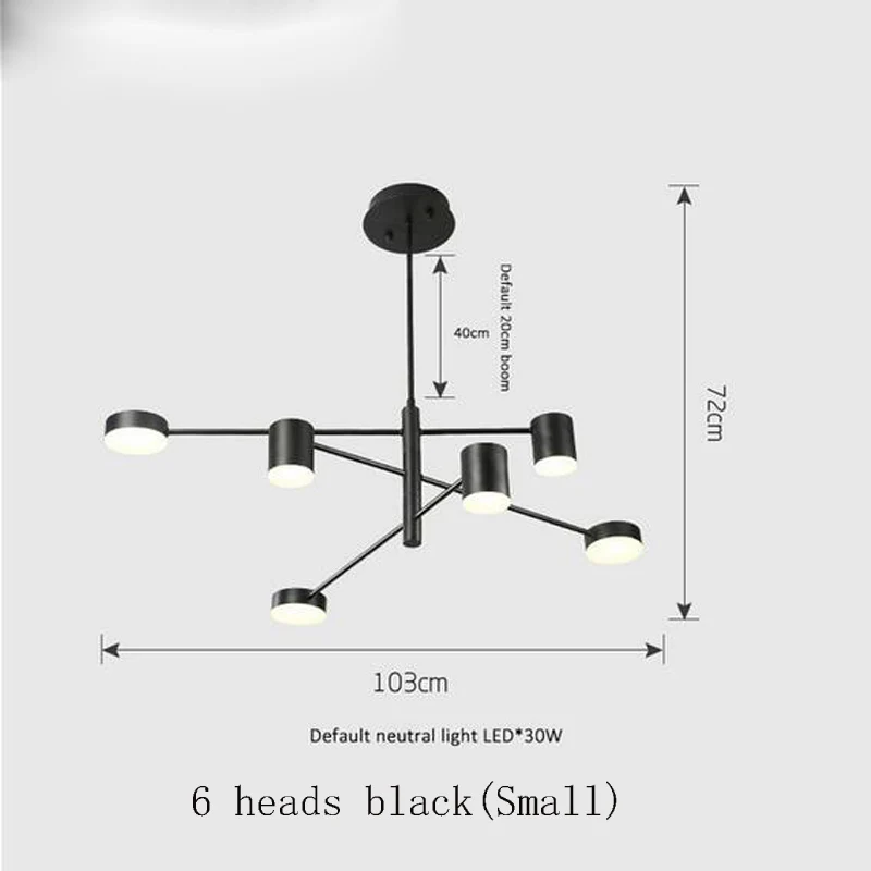 Современный подвесной светильник s светодиодный светильник для гостиной, ресторана, атмосферная домашняя Подвесная лампа, Подвесная лампа в скандинавском стиле для спальни - Цвет абажура: 6 Lights Black Small