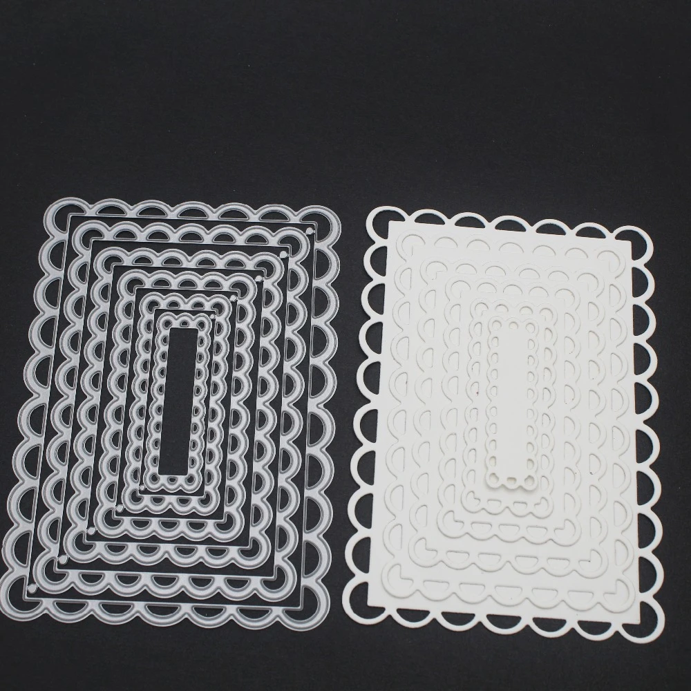 Nested Stitched Scallop RectangleMetal Cut Die DIY Etched Paper Card Making Nested Stitched Scallop RectangleMetal Cut Die DIY Etched Paper Card Making