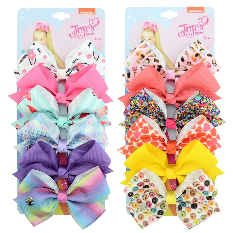 

6pcs/set 5 Inch Colorful Mermaid Bow Barrette Hair Clip Handmade Hair Bows Girls Kids Hairpins Boutique Bowknot Hair Accessories