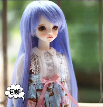 

1/3 1/4 1/6 BJD SD Girls Long Purple Wig with Bang High-Temperature Wigs Princess Wig