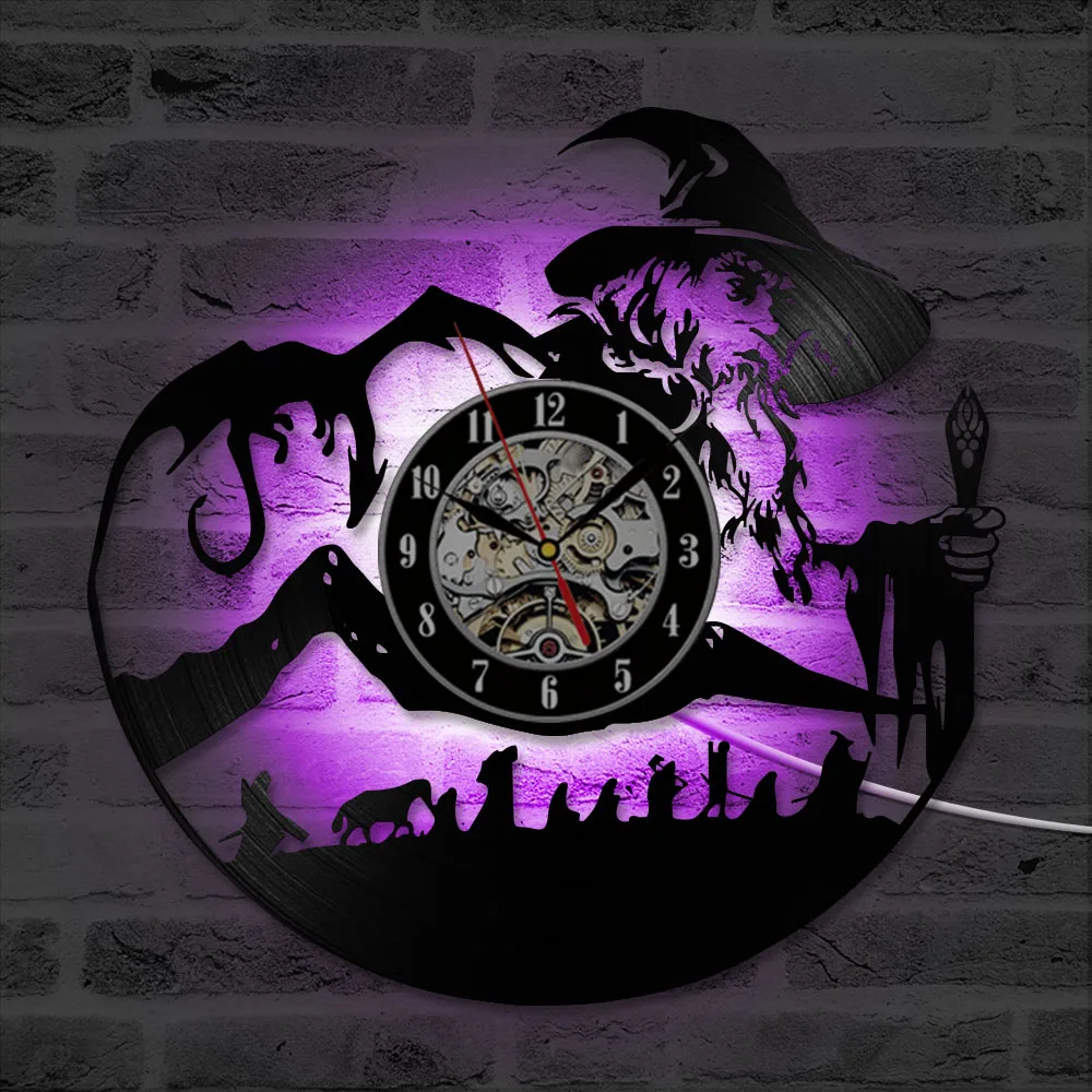 

The Lord of the Rings Vinyl Record Clock Creative Handmade Antique Hollow CD LED Wall Clock Classic Home Decor Hanging Clock