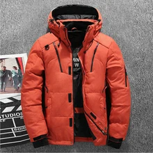 Толстая Теплая мужская зимняя куртка, однотонная мужская пуховая парка с капюшоном, повседневное Мужское пальто с множеством карманов