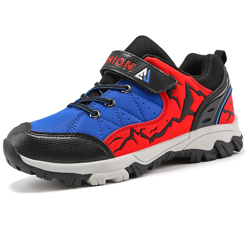 

High Quality Thick Sole Non-slip Outdoor Kids Sneakers Footwear Boys Hiking Shoes Rubber Children Camping Mountain Shoes Walking