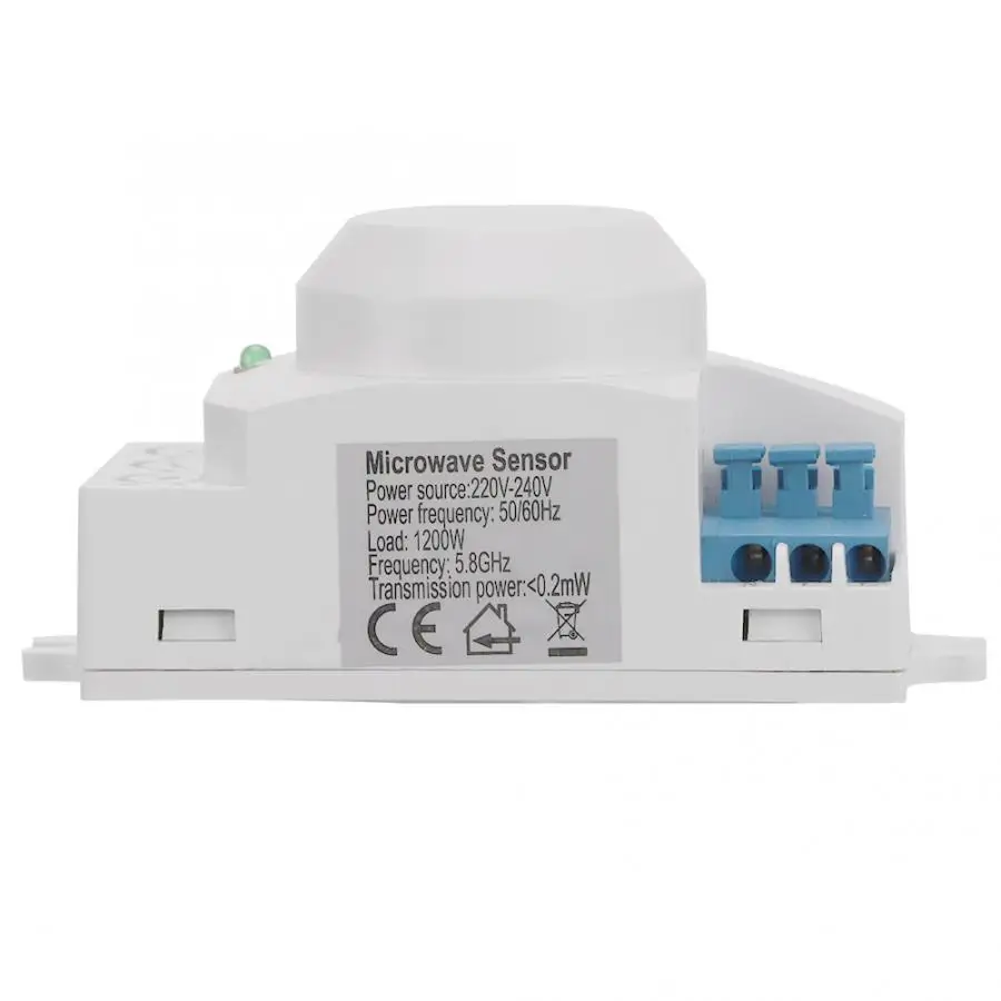 

360 Degree Detection Intelligent Microwave Motion Light Sensor Switch 220-240V 5.8GHz CW Radar ISM Band 3-2000LUX Ambient Light