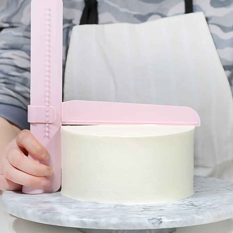

2pcs small adjustable height scraper baking DIY tool turning sugar cake smoother irregular pink OPP packaging, blue OPP packagin