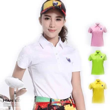 Летняя футболка женская Гольф одежда Гольф спортивная форма летняя футболка с коротким рукавом спортивные топы 4 вида цветов Яркий трикотаж