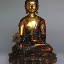 " старинный тибетский медная буддистская Bodhisattva статуя Будды Шакьямуни медные ремесленные инструменты Свадебные украшения Латунь настоящая латунь