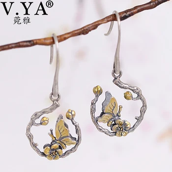 

V.YA Cute Animal 925 Silver Earrings Jewelry for Women Butterfly Ladybug Earrings Dangles Fashion Female Gifts