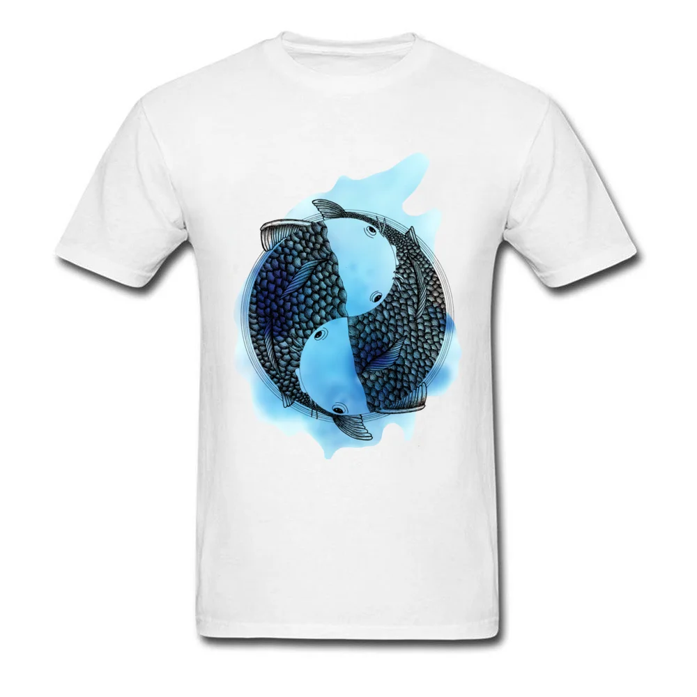 Pisces zodiac sign (tattoo style with blue watercolor)_white