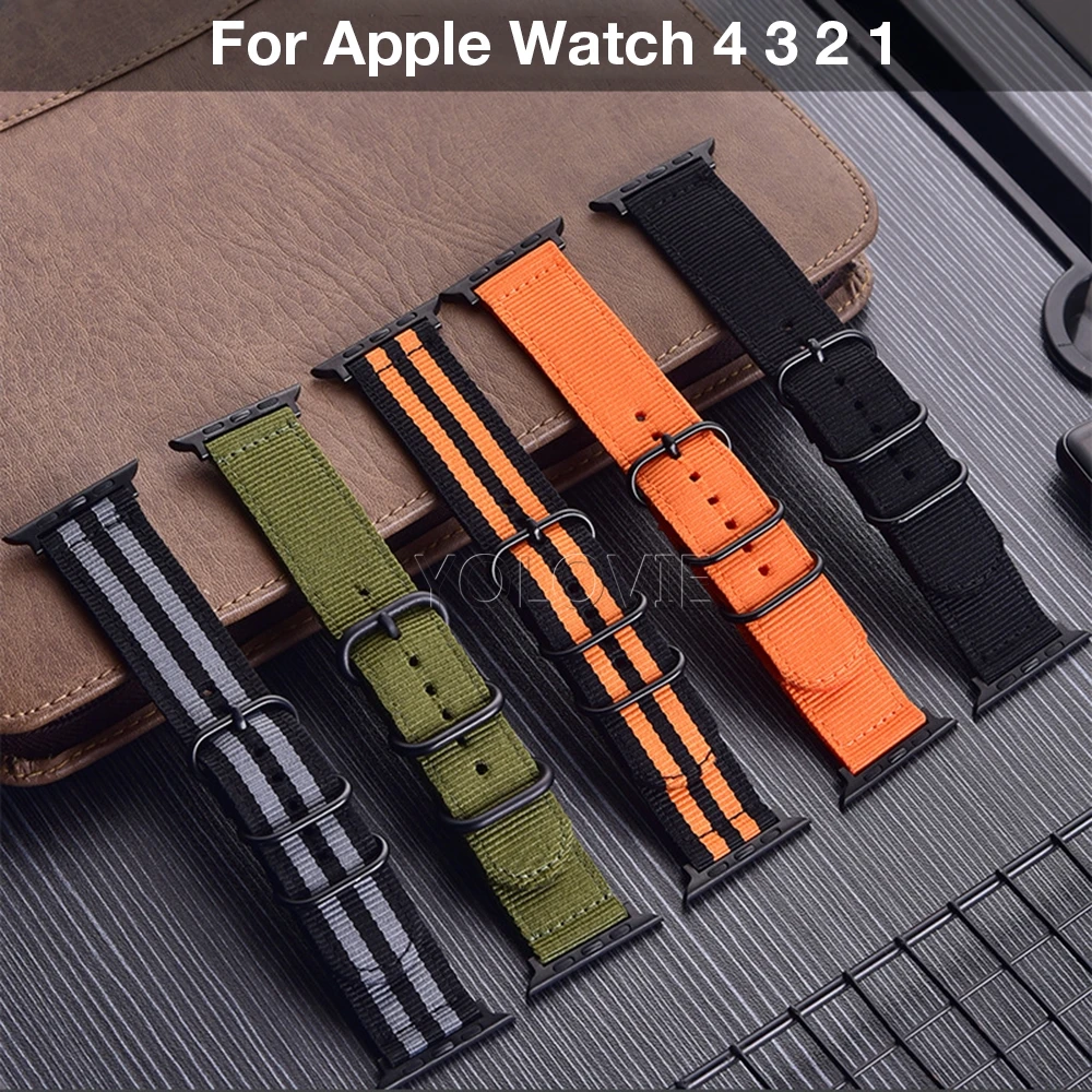 Yolovie Watchband For Apple Watch Band 42mm 44mm Nylon NATO Sport Strap 38mm 40mm iWatch Bands Accessories Bracelet Series 4 321